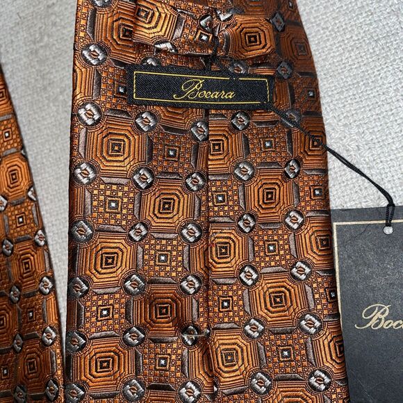 Bocara Men’s Dress Tie Size 57” 4” Orange Geometric Business Formal NWT - Picture 2 of 12